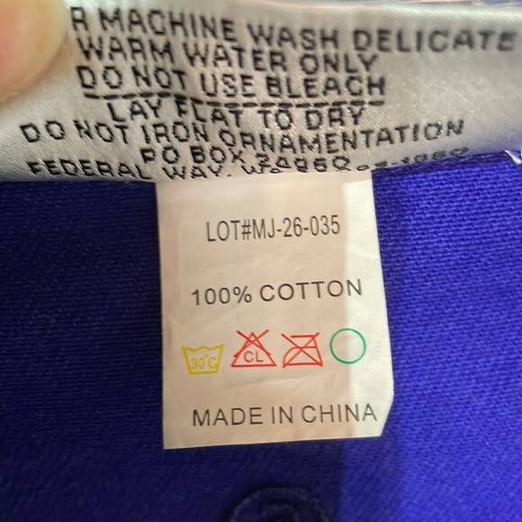 Christine Alexander S purple blue 💯cotton jean jacket Swarovski buttons nwt - Picture 9 of 12